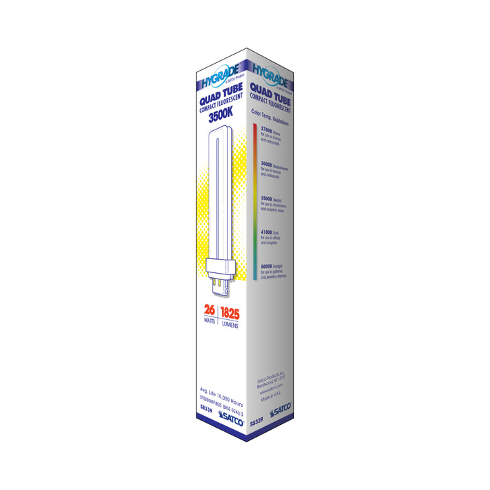 SATCO/NUVO HyGrade 26W Pin-Based Compact Fluorescent 3500K 82 CRI G24Q-3 4-Pin Base (S8339)
