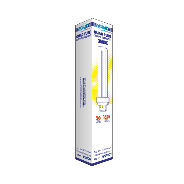 SATCO/NUVO HyGrade 26W Pin-Based Compact Fluorescent 3500K 82 CRI G24Q-3 4-Pin Base (S8339)