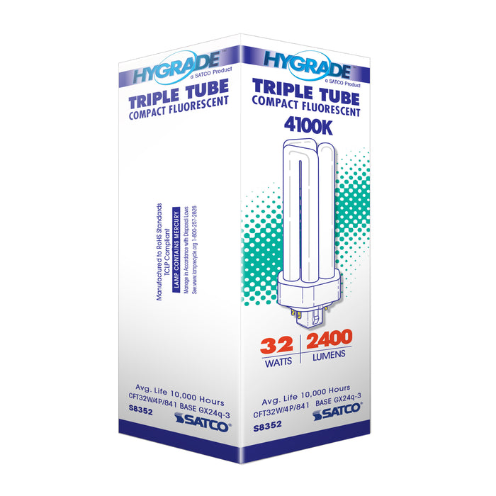 SATCO/NUVO HyGrade 32W Pin-Based Compact Fluorescent 4100K 82 CRI GX24Q-3 4-Pin Base (S8352)