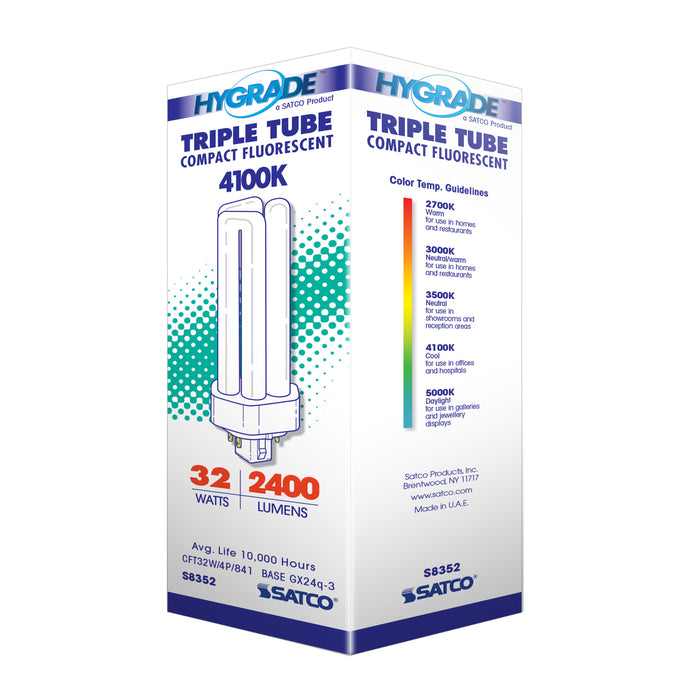 SATCO/NUVO HyGrade 32W Pin-Based Compact Fluorescent 4100K 82 CRI GX24Q-3 4-Pin Base (S8352)