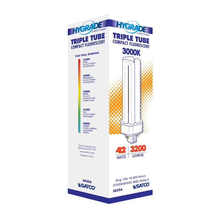SATCO/NUVO HyGrade 42W Pin-Based Compact Fluorescent 3000K 82 CRI GX24Q-4 4-Pin Base (S8354)