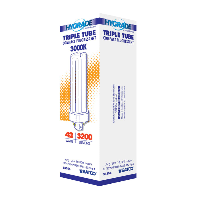 SATCO/NUVO HyGrade 42W Pin-Based Compact Fluorescent 3000K 82 CRI GX24Q-4 4-Pin Base (S8354)