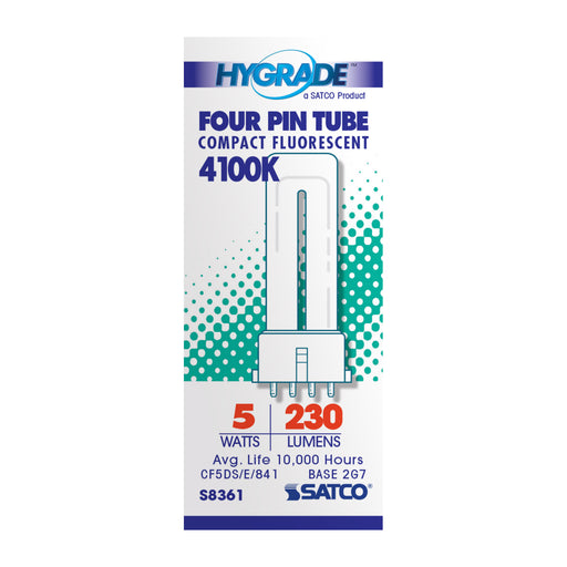 SATCO/NUVO HyGrade 5W Pin-Based Compact Fluorescent 4100K 82 CRI 2G7 Base (S8361)