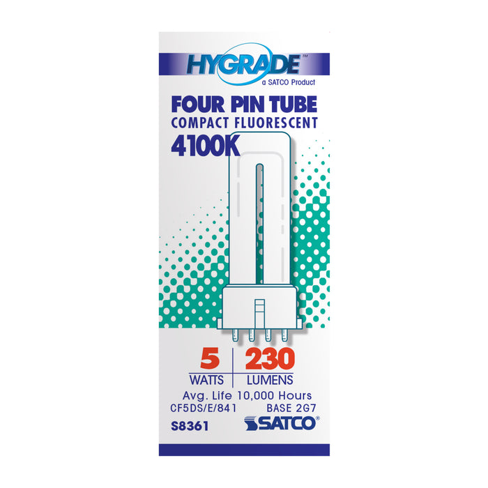 SATCO/NUVO HyGrade 5W Pin-Based Compact Fluorescent 4100K 82 CRI 2G7 Base (S8361)