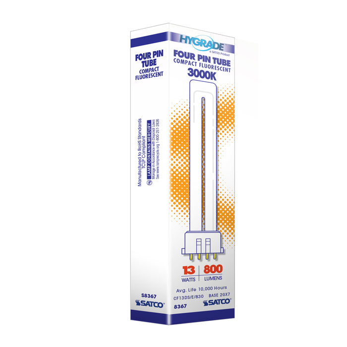 SATCO/NUVO HyGrade 13W Pin-Based Compact Fluorescent 3000K 82 CRI 2Gx7 4-Pin Base (S8367)