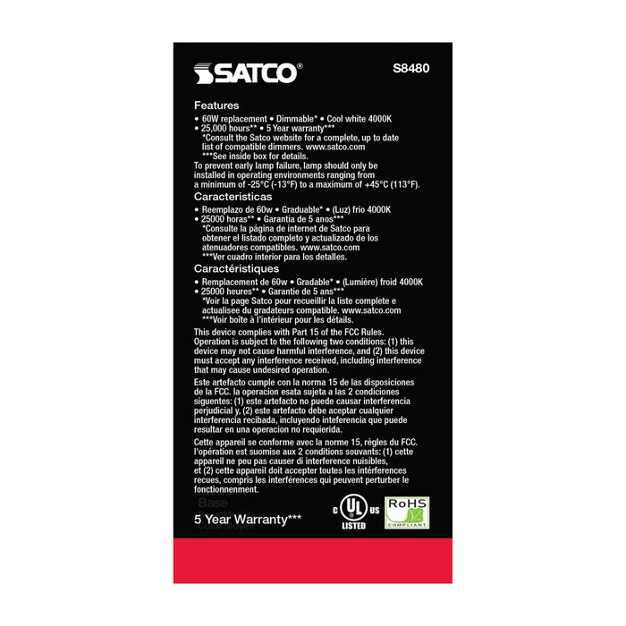 SATCO/NUVO 10W A19 LED Frosted 4000K Medium Base 120V (S8480)