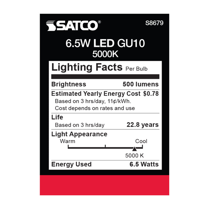 SATCO/NUVO 6.5W LED MR16 5000K 25 Degree Beam Spread GU10 Base 120V (S8679)