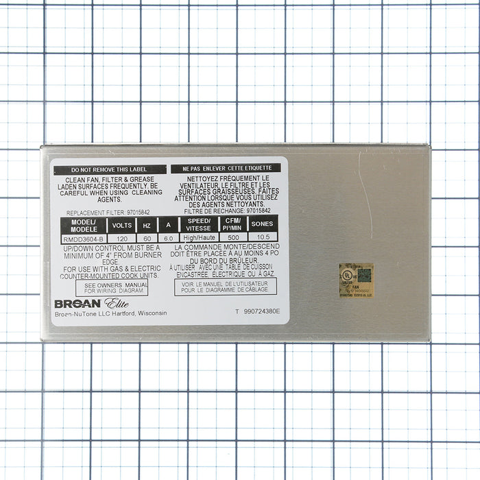 Broan-NuTone Gear Motor Kit With Micro Switches Fits Models RMDD3604 RMDD3604EX (S97017035)