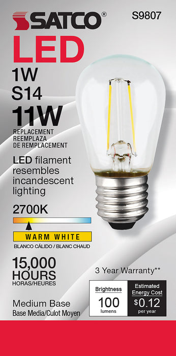 SATCO/NUVO 1W LED S14 Clear Medium Base 2700K 120V (S9807)