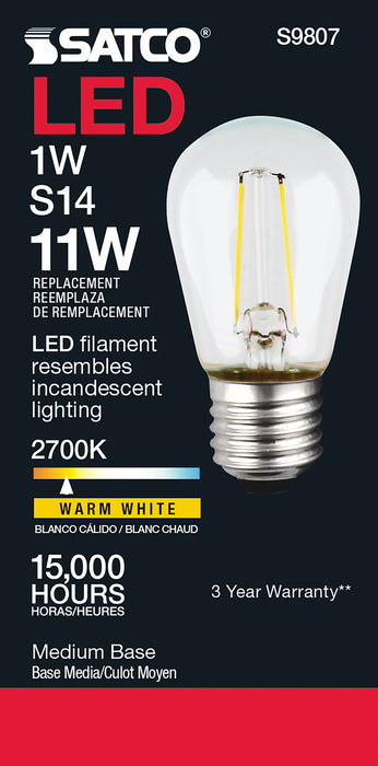 SATCO/NUVO 1W LED S14 Clear Medium Base 2700K 120V (S9807)