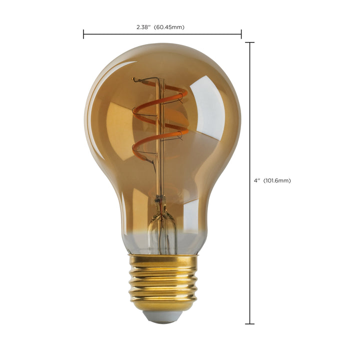 SATCO/NUVO 4A19/SPIRAL/LED/AMB/120V 4.5W A19 LED Amber Medium Base 2000K 260Lm 120V (S9966)