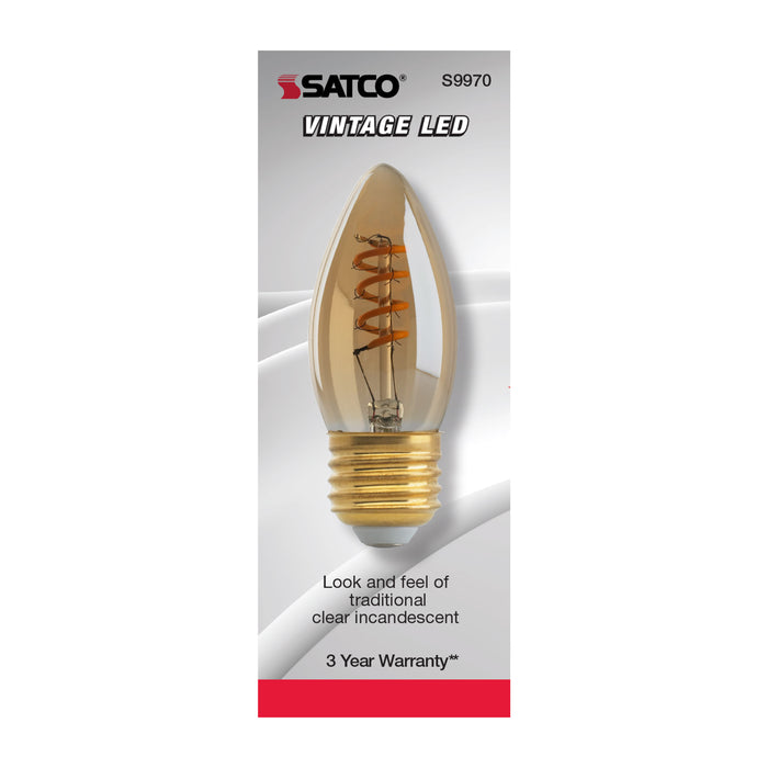 SATCO/NUVO 2ETC/SPIRAL/LED/AMB/120V 2.3W B10 LED Amber Medium Base 2000K 120Lm 120V (S9970)