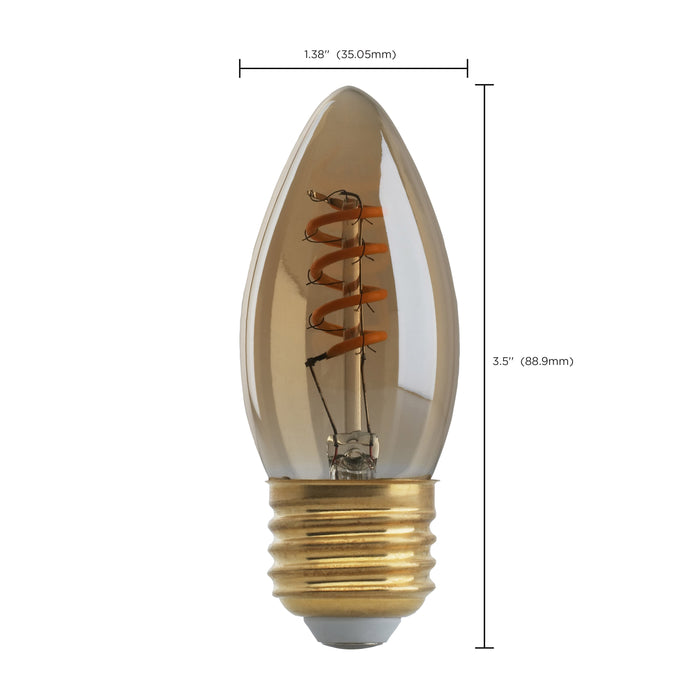 SATCO/NUVO 2ETC/SPIRAL/LED/AMB/120V 2.3W B10 LED Amber Medium Base 2000K 120Lm 120V (S9970)