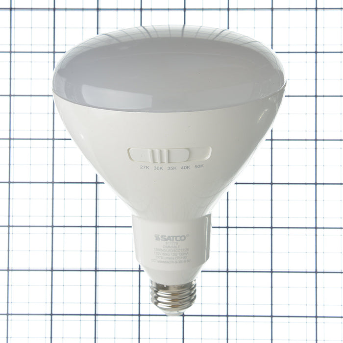 SATCO/NUVO 13W BR40 LED Medium Base CCT Selectable 2700K/3000K/3500K/4000K/5000K 1075Lm White Finish 90 CRI 120V (S11779)
