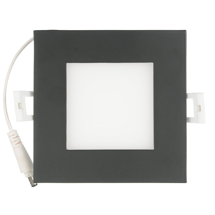 SATCO/NUVO 10W LED Direct Wire Downlight Edge-Lit 4 Inch CCT Selectable 2700K/3000K/3500K/4000K/5000K 120V Dimmable Square Remote Driver Black (S11876)