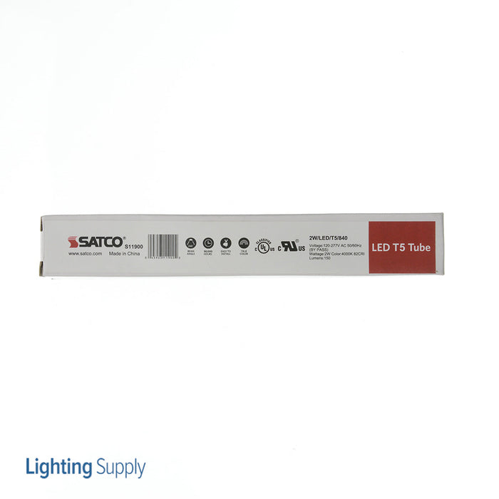 SATCO/NUVO 2W T5 LED Miniature Bi-Pin Base 4000K 50000 Hours 150Lm 120-277V Type B Ballast Bypass Double Ended Wiring (S11900)