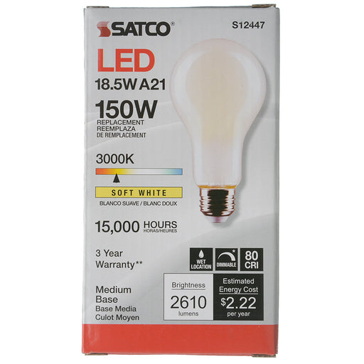 SATCO/NUVO 18.5W A21 LED Frost Finish Medium Base 3000K 120V (S12447)