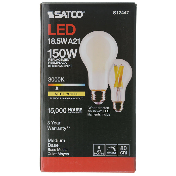 SATCO/NUVO 18.5W A21 LED Frost Finish Medium Base 3000K 120V (S12447)