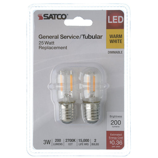SATCO/NUVO 3W T6.5 LED Clear Intermediate E17 Base 200Lm 2700K (S21859)