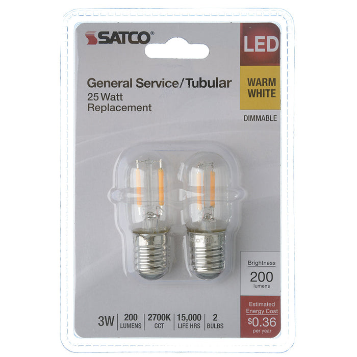 SATCO/NUVO 3W T6.5 LED Clear Intermediate E17 Base 200Lm 2700K (S21859)