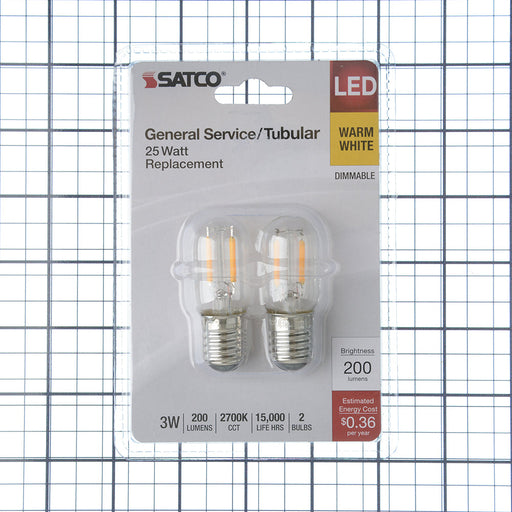 SATCO/NUVO 3W T6.5 LED Clear Intermediate E17 Base 200Lm 2700K (S21859)