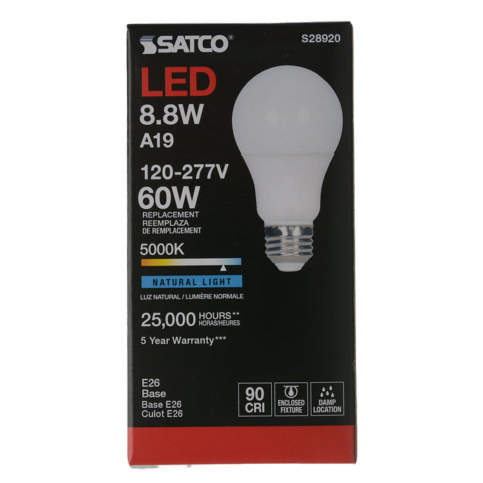 SATCO/NUVO 8.8W A19 LED 5000K Medium Base 220 Degree Beam Angle 120-277V (S28920)