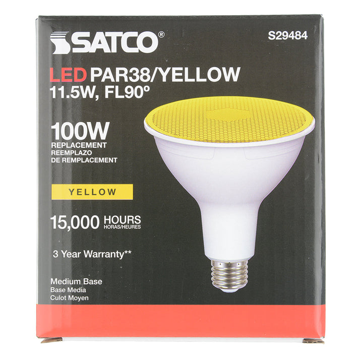 SATCO/NUVO 11.5W PAR38 LED Yellow 90 Degree Beam Angle Medium Base 120V (S29484)