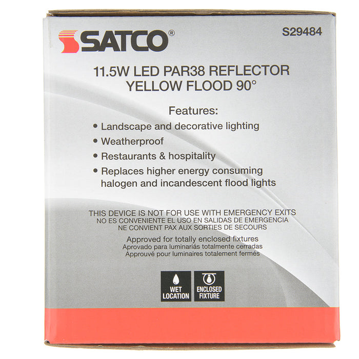 SATCO/NUVO 11.5W PAR38 LED Yellow 90 Degree Beam Angle Medium Base 120V (S29484)