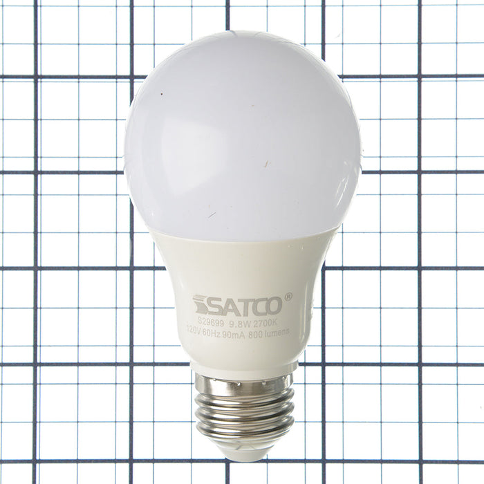 SATCO/NUVO 9.8W A19 LED Medium Base 2700K Frosted 220 Degree Beam Spread 120V 2-Pack Display Pack (S29699)