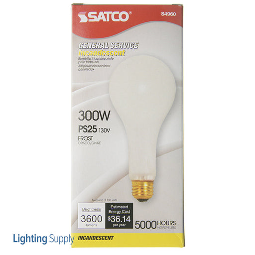 SATCO/NUVO 300W PS25 Incandescent Frost 5000 Hours 3600Lm Medium Base 130V 2700K (S4960)