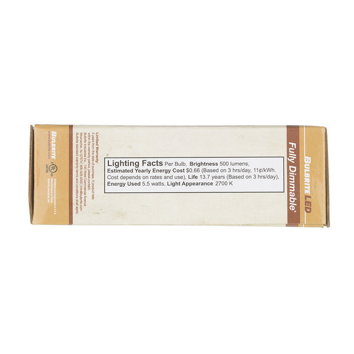 Bulbrite LED5B11/27K/FIL/E26/3 5W LED B11 2700K Filament Bulb E26 Base Fully Compatible Dimming 120V Clear (776733)