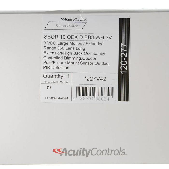 Lithonia Outdoor Pole/Fixture Mount Sensor Large Motion/Extended Range 360 Degree Lens Outdoor PIR Detection Occupancy Controlled Dimming White 3VDC (SBOR 10 OEX D EB3 WH 3V)