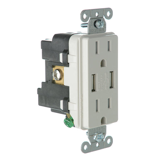 Lutron Claro Designer Tamper-Resistant USB Receptacle 15A Satin Finish Lunar Gray (SCR-15-UBTR-LG)