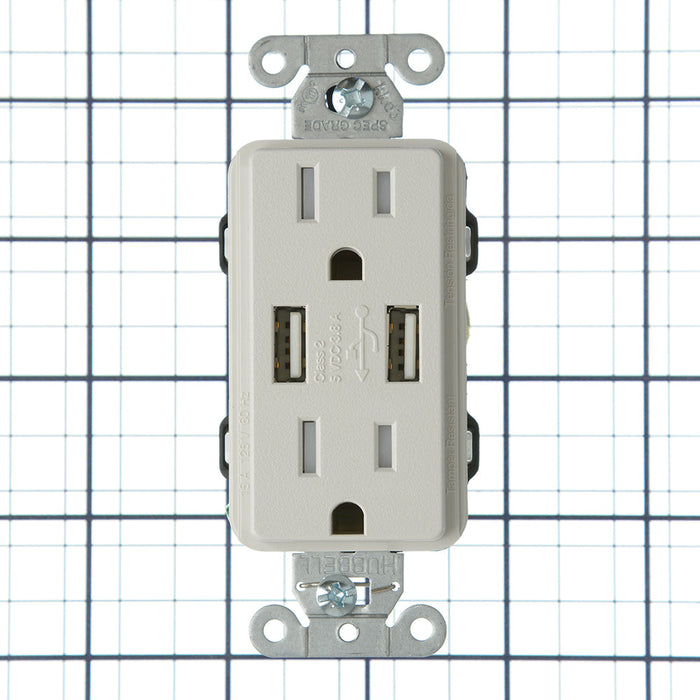 Lutron Claro Designer Tamper-Resistant USB Receptacle 15A Satin Finish Lunar Gray (SCR-15-UBTR-LG)