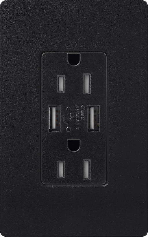 Lutron Satin 15A Receptacle USB Tamper-Resistant Midnight (SCR-15-UBTR-MN)