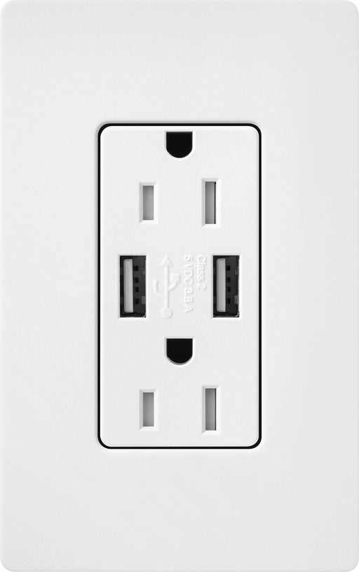 Lutron Satin 15A Receptacle USB Tamper-Resistant Snow (SCR-15-UBTR-SW)