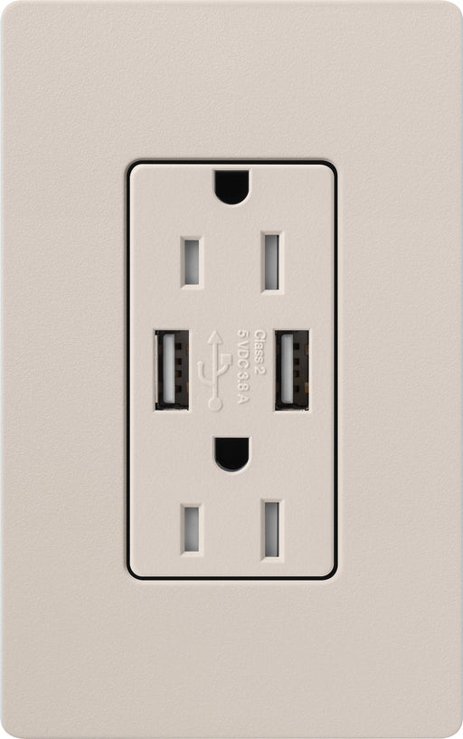 Lutron Satin 15A Receptacle USB Tamper-Resistant Taupe (SCR-15-UBTR-TP)