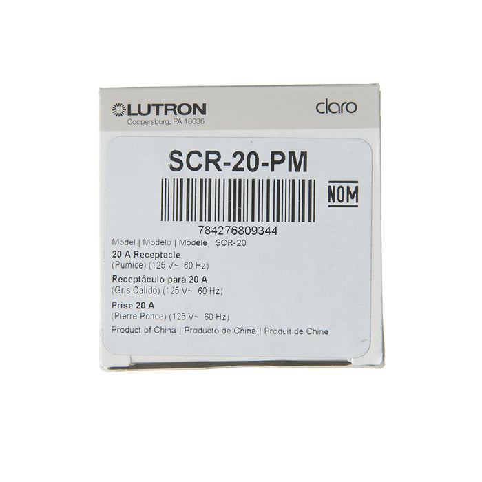 Lutron Claro Designer Tamper-Resistant Receptacle 20A 125V Satin Finish Pumice (SCR-20-PM)