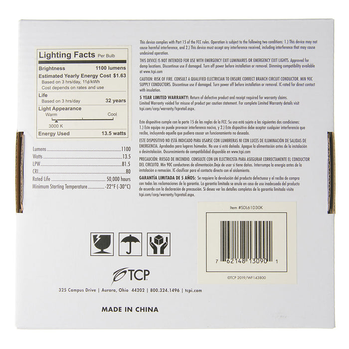 TCP LED Junction Box Downlights 11W Surface Mount Disc Dimmable 3000K (SDL61D30K)