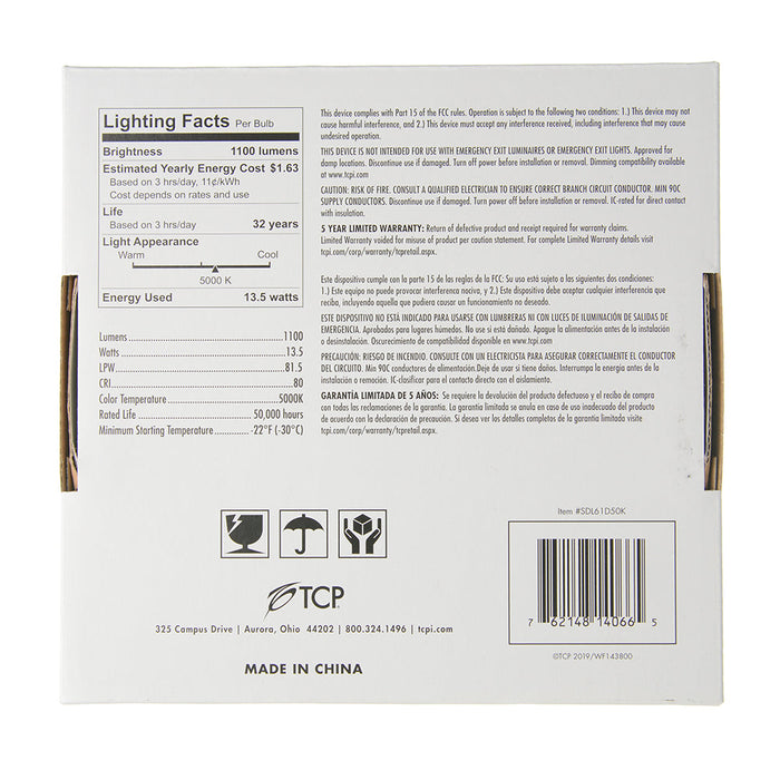 TCP LED Junction Box Downlights 11W Surface Mount Disc Dimmable 5000K (SDL61D50K)