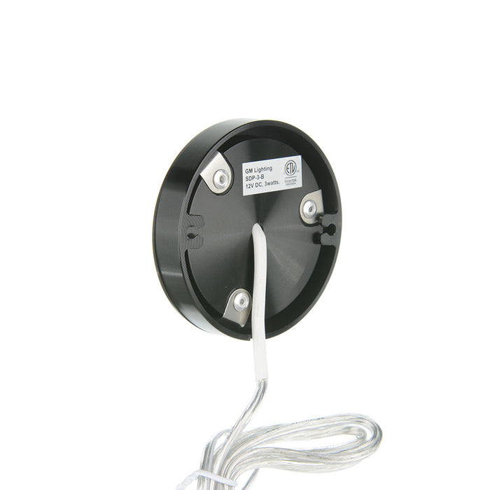GM Lighting 12VDC 3W Dimmable LED Puck Light 110Lm 3000K 80 CRI Black (SDP-3-B)