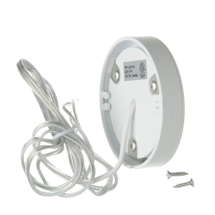 GM Lighting 12VDC 3W Dimmable LED Puck Light 110Lm 3000K 80 CRI White (SDP-3-W)