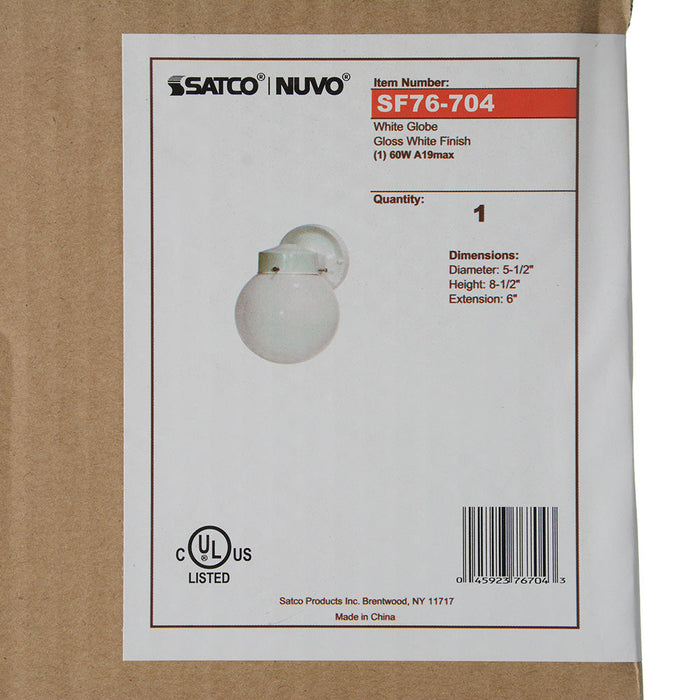 SATCO/NUVO 1 Light-6 Inch-Porch Wall With White Globe (SF76-704)