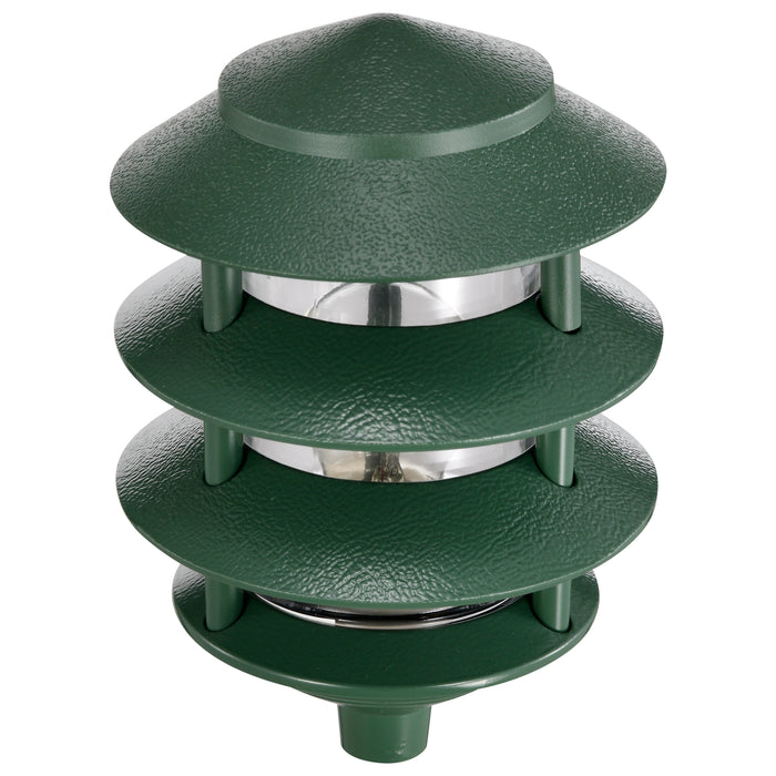 SATCO/NUVO Pagoda Garden Fixture Small Hood 1-Light 3 Tier Green Finish (SF77-324)
