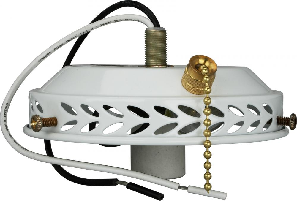 SATCO/NUVO 4 Inch Wired Fan Light Holder With On-Off Pull Chain And Intermediate Socket White Finish (SF77-461)