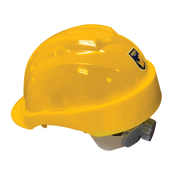 NSI 6 Point Suspension Ratchet Adjustment HDPE Cap Brim Yellow Safety Helmet 52-62Cm ANSI Z89.1-2014 Type I Class C CE EN397 (SH-330Y)