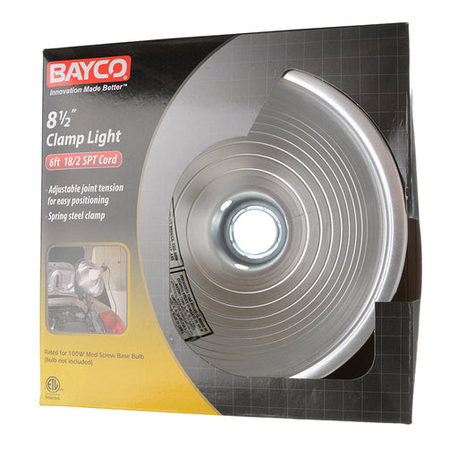 Bayco Clamp Light-8 1/2 Inch Aluminum Reflector-6 Foot 18/2 SPT-2 Cord (SL-300N4)
