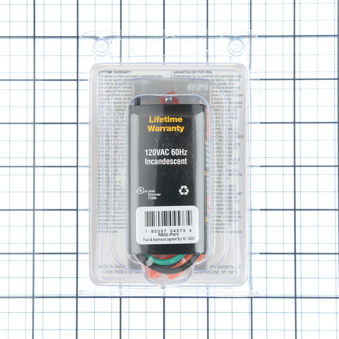 Pass And Seymour 600W Present Dimmer RFI Single-Pole White (R600PWV)