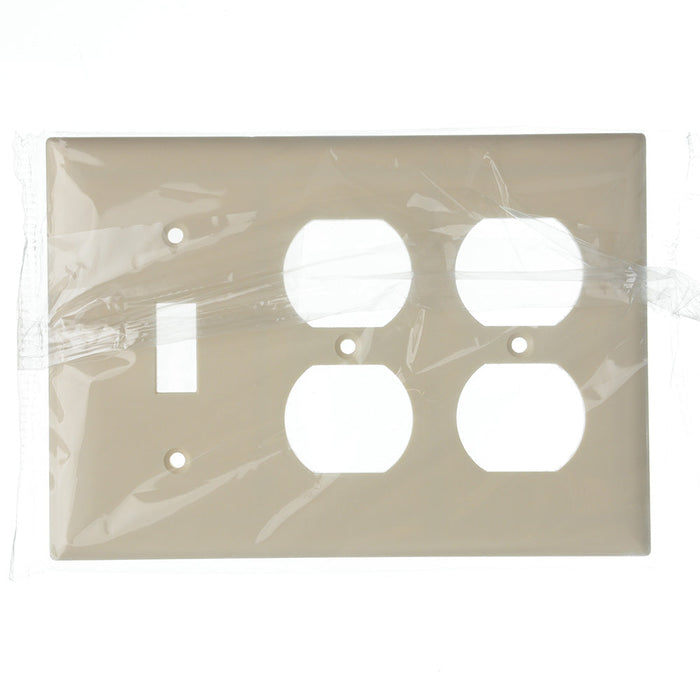 Pass And Seymour Smooth Wall Plate 3-Gang 1 Toggle 2 Duplex Light Almond (SP182LA)