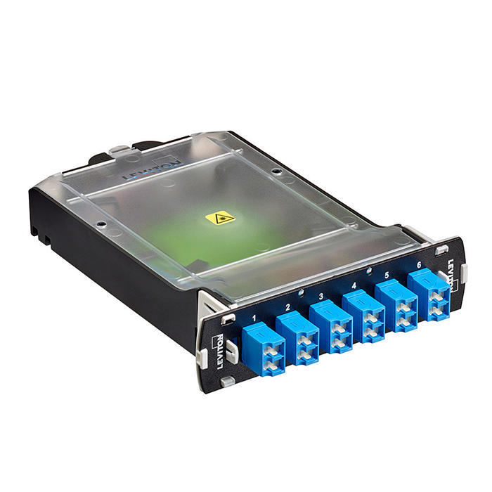 Leviton SDX Molded Splice Module 12-Fiber OS2 Duplex LC Shuttered Blue (SPLCS-2LL)